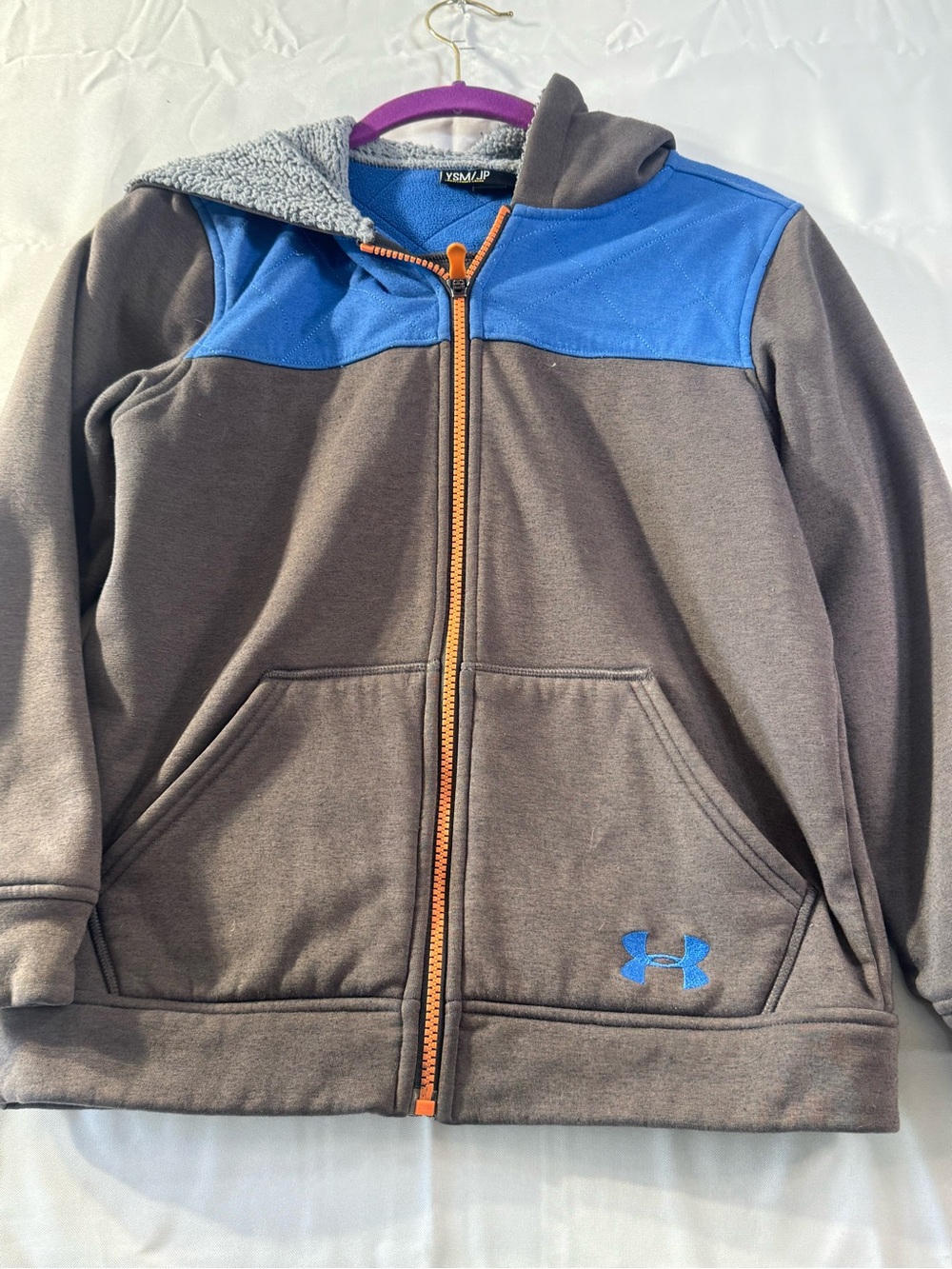 Under Armour Small Kids' Gray & Blue Full‑Zip Hoodie